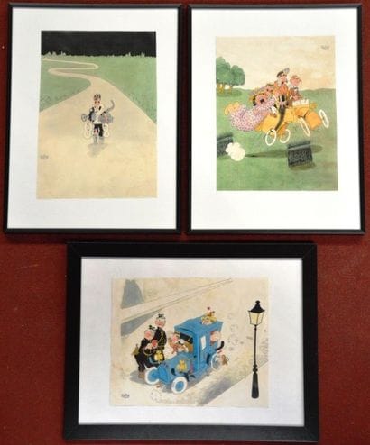 Lot de 3 illustrations de Albert Dubout,...