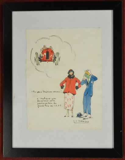 Dessin de Jean Camille Bellaigue, encadr...