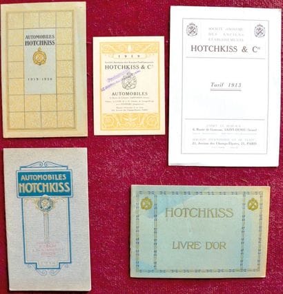 Hotchkiss 1910-1920 Tarif 2 volets 