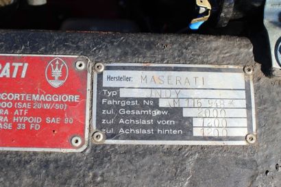 1971 MASERATI INDY 4,2L 
Châssis n° AM116948
Carte...