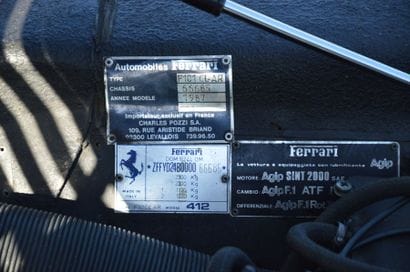 1986 FERRARI 412 
Châssis n° ZFFYD24B000066685
Carte...