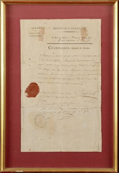 Lettre signée du général Championnet du 6...