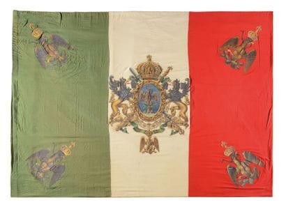 Drapeau de l'Empire Mexicain. En drap, peint...