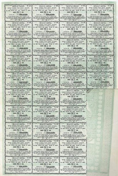 EMPIRE DU MEXIQUE. 1864. Planche de bons...