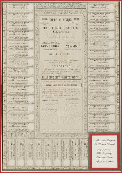 EMPIRE DU MEXIQUE. 1864. Planche de bons...