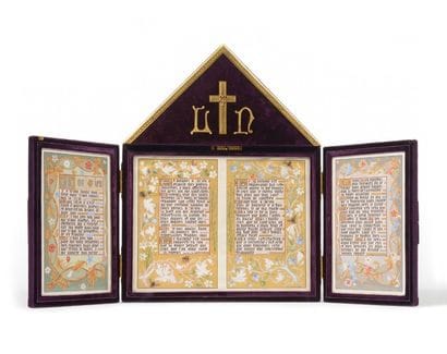 RARE TRIPTYQUE HISTORIQUE recouvert de velours...