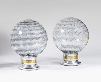 VENINI Paire d’importantes lampes de forme...