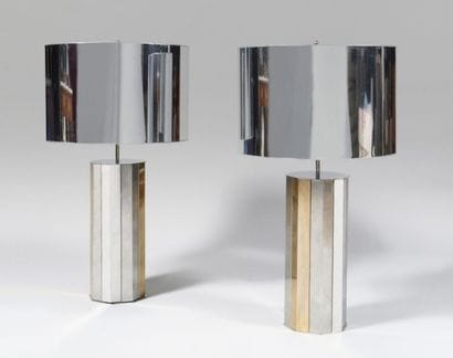 Travail des années 80 Paire de lampes de...