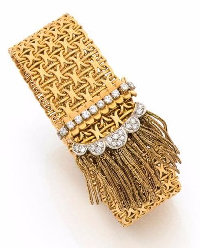 LARGE BRACELET MANCHETTE la monture en or...