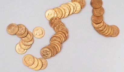 50 pièces de 20 Francs français en or jaune...