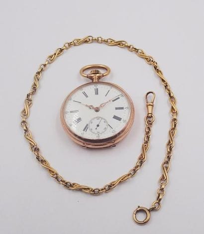 MONTRE DE GOUSSET et sa chaine en or jaune,...