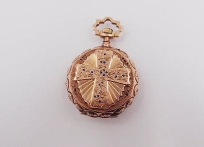 MONTRE DE COL en or jaune, la cadran blanc,...