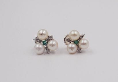 PAIRE DE CLIPS D'OREILLES en or gris, la...