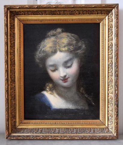 ECOLE FRANCAISE XIXeme siecle Visage de jeune...