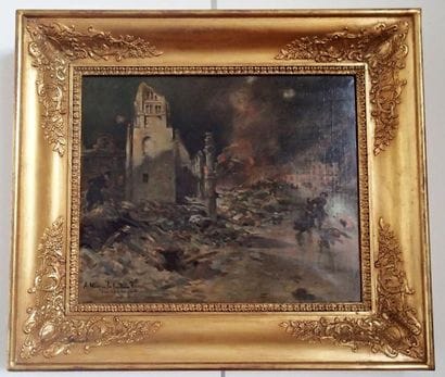 Raoul ARUS (1848-1921) L'incendie d'une Eglise...