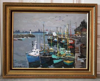 Pierre BOUDET (1925-2010) Le Port de Honfleur...