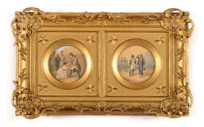 Hippolyte BELLANGE (1800-1866) Paire de miniatures...
