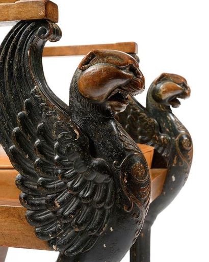 Fauteuil de bureau à dossier cintré en acajou,...
