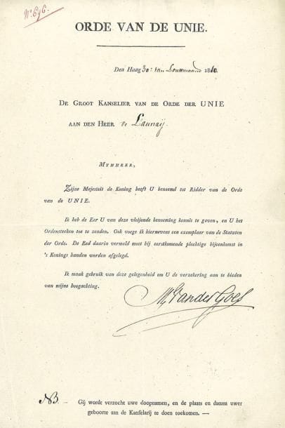 Ordre Royal de Hollande - Ordre de l'Union...