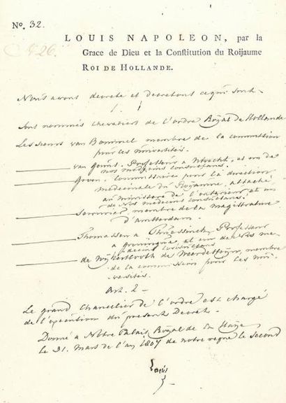 Ordre Royal de Hollande - Ordre de l'Union...