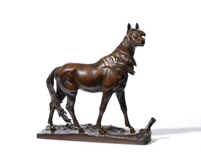 Léon BUREAU (1866-1906) Cheval attaché à...