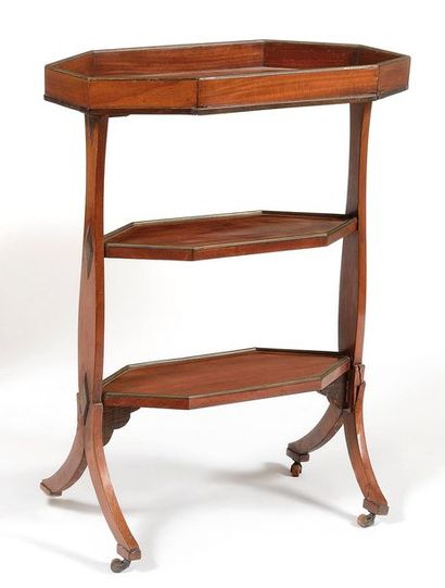 Table formant vide-poche en acajou et placage...