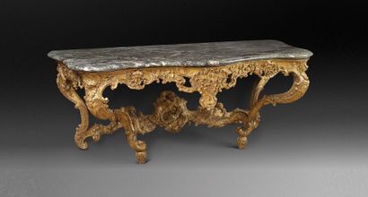 Très grande Console en bois doré mouluré...