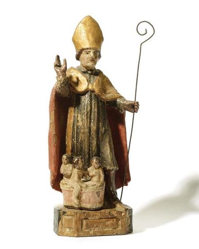 SAINT NICOLAS en bois sculpté, polychromé...