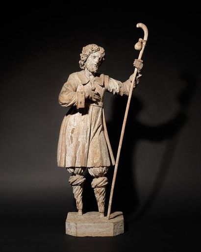 SAINT PELERIN en bois sculpté en ronde-bosse....