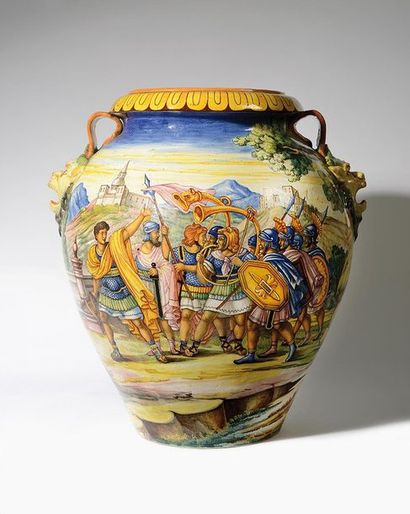 URBINO, dans le goût Grand vase à anses en...