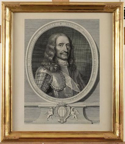ENSEMBLE DE QUATRE GRAVURES ENCADREES COMPRENANT...
