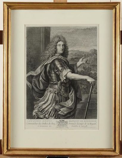 ENSEMBLE DE QUATRE GRAVURES ENCADREES COMPRENANT...
