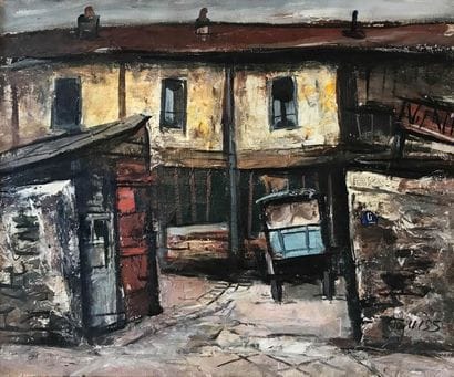 TAKANORI OGUISS (1901 - 1986) Cour à la charrette,...