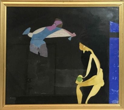 JEAN DE BOSSCHERE (1881-1953) Deux amis Aquarelle...