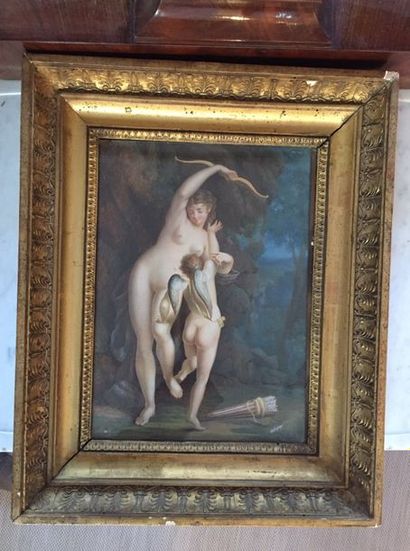 D'après PRUDHON Vénus et Psyché Gouache et...