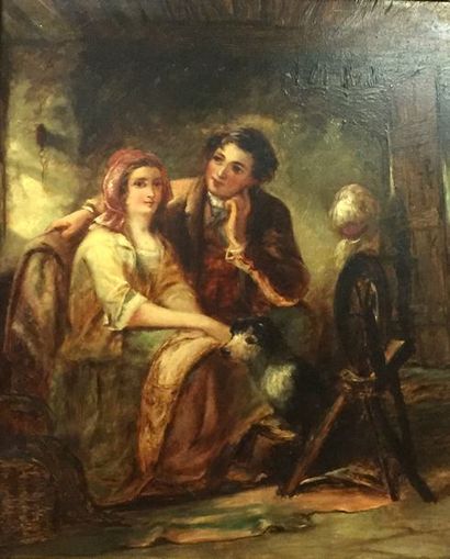 ECOLE ANGLAISE du XIXeme siècle Couple et...