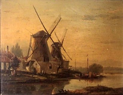ECOLE HOLLANDAISE du XIXème siècle Paysage...