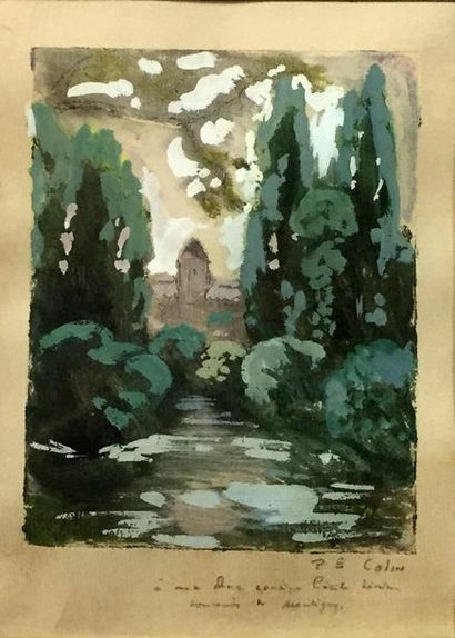 Paul Émile COLIN (1867-1949) Paysage au clocher...
