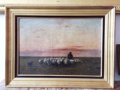 Victor LAINE (1830-1911) Troupeau de moutons...
