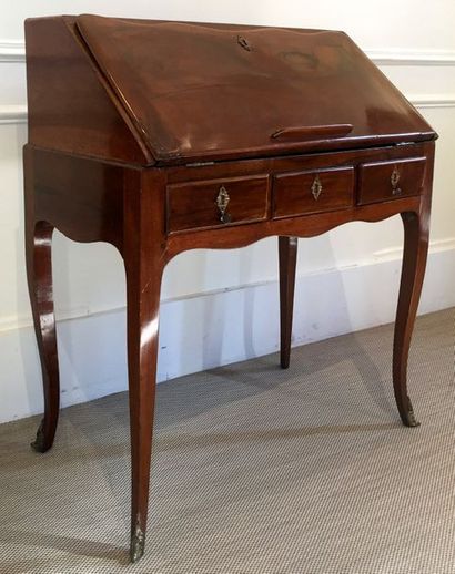 BUREAU DE PENTE en bois de placage ouvrant...