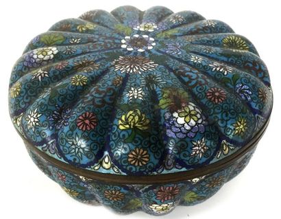 JAPON Coupe couverte en émail cloisonné Fin...