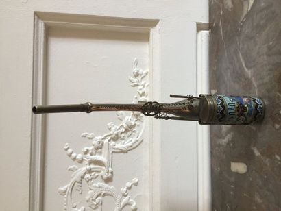 PIPE A OPIUM en cloisonné Haut : 27 cm