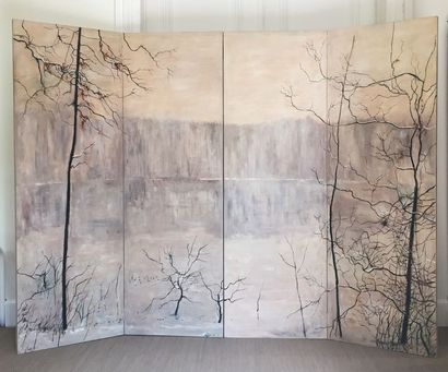 Bernard GANTNER (1928-2018) Paravent en bois...