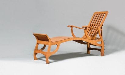 TRAVAIL VERS 1900 Chaise longue en hêtre...