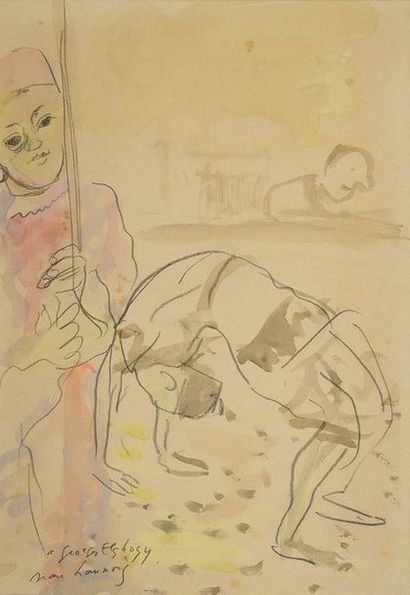 JEAN LAUNOIS (1898-1942) Acrobatie Crayon...