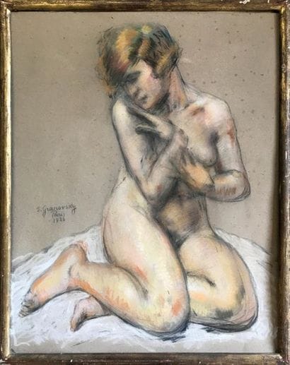 SAM GRANOVSKY (1889-1942) Nu assis Pastel...