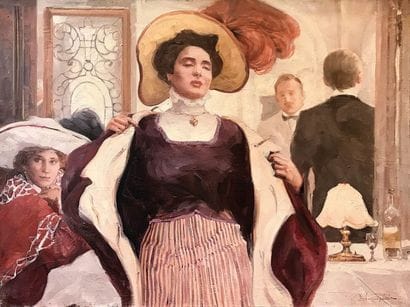 LEON ZEYTLINE (1885-1962) Le départ Huile...