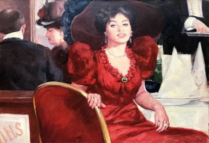 LEON ZEYTLINE (1885-1962) Elégante en rouge...