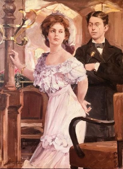 LEON ZEYTLINE (1885-1962) Un instant romantique...