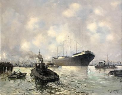 LEON ZEYTLINE (1885-1962) Le lancement du...